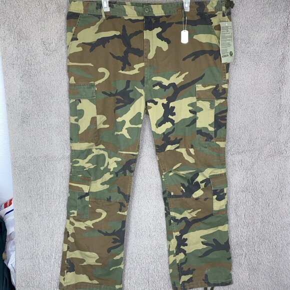 New Rothco Woodland Camo Paratrooper Fatigue Pants Mens 3XL 47”-51” 8 Pocket BDU - Picture 1 of 13